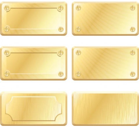Rectangle Metallic Gold Labels